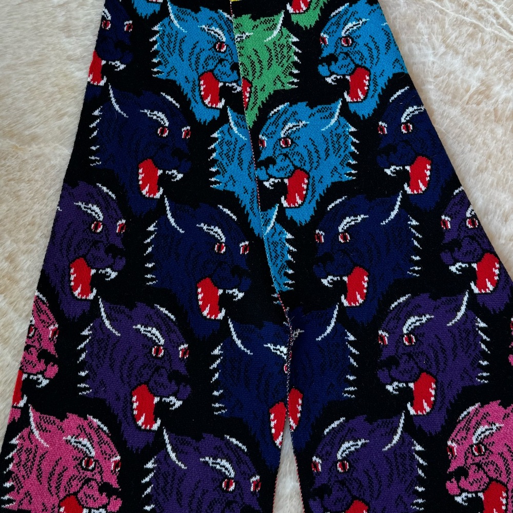 Gucci multi faces/panther tiger scarf